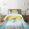 thumbnail image 1 of Ambesonne Whale Quilted Bedspread Set 2 Pcs, Fish Tail Ocean Full Moon, Twin Size, Yellow Grey Blue, 1 of 5