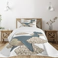 thumbnail image 1 of Ambesonne Whale Quilted Bedspread Set 2 Pcs, Sky Clouds Animal Fish, Twin Size, Beige Slate Blue, 1 of 5