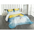 thumbnail image 1 of Ambesonne Whale Quilted Bedspread Set 3 Pcs, Fish Tail Ocean Full Moon, Queen Size, Yellow Grey Blue, 1 of 5