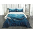 thumbnail image 1 of Ambesonne Whale Quilted Bedspread Set 3 Pcs, Marine Motif Ocean Retro, Queen Size, Petrol and Violet Blue, 1 of 5