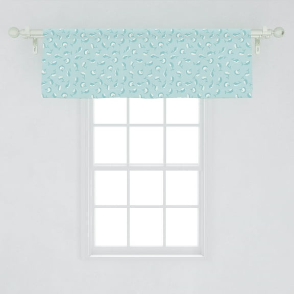 Ambesonne Whales Window Valance, Pastel Toned Pattern of Mammal Fish Ocean Nature Themed Underwater Print, Curtain Valance for Kitchen Bedroom Decor with Rod Pocket, 54" X 18", Pale Blue and Seafoam