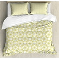 thumbnail image 1 of Ambesonne Wheels Duvet Cover Set, Bicycle Abstract Circles, 2-Calking, Yellow and White, 1 of 6