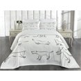 thumbnail image 1 of Ambesonne White Black Quilted Coverlet 3 Pcs, Digital Puppy Dog, Queen Size, White Black, 1 of 4