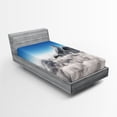 thumbnail image 1 of Ambesonne White Blue Fitted Sheet, Mountain Sunny Sky, Twin Size, White Blue, 1 of 3