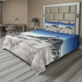 thumbnail image 1 of Ambesonne White Blue Fitted & Top Sheet Set with Shams, Mountain Sunny Sky, White Blue, 1 of 4
