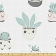 thumbnail image 1 of Ambesonne White Boho Fabric by the Yard Upholstery, Kawaii House Plants Art, 10 Yards, Pale Teal Grey Ivory, 1 of 5