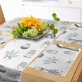 thumbnail image 1 of Ambesonne White Boho Table Runner & Placemats, Kawaii House Plants Art, Placemat 4 pcs + Runner 14"x72", Pale Teal Grey Ivory, 1 of 2