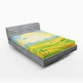 thumbnail image 1 of Ambesonne White Brown Fitted Sheet, Sunny Rural Scenery, Full Size, Yellow Green, 1 of 2