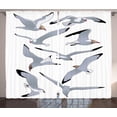 thumbnail image 1 of Ambesonne White Curtains 2 Panel Set, Flying Seagulls Cartoon, 108" x 84", Black White, 1 of 3