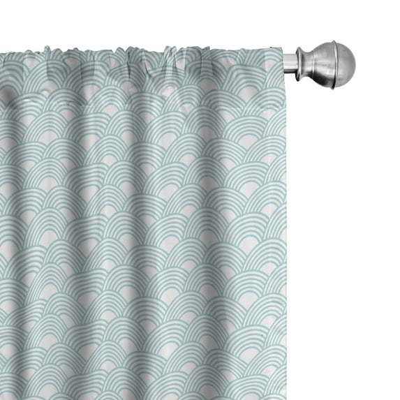 Ambesonne White Curtains, Conceptual Ocean Waves, Pair of 28"x63", Pale Blue White
