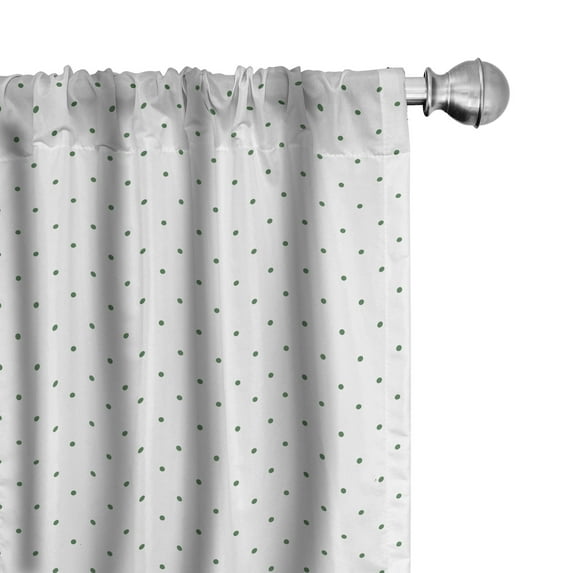 Ambesonne White Curtains, Vintage Green Polka Dots, Pair of 28"x84", Forest Green and White
