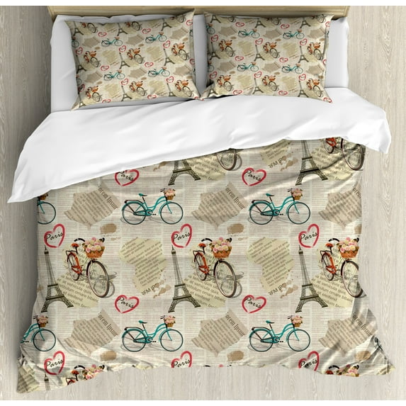 Ambesonne White Duvet Cover Set, Vintage Retro Lettering, Queen, White Black