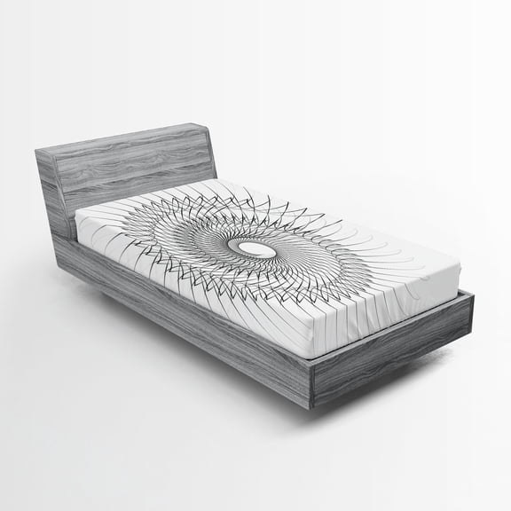 Ambesonne White Fitted Sheet, Geometric Art, Twin Size, Grey