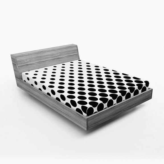 Ambesonne White Fitted Sheet, Minimalist Polka Dots, Full Size, White