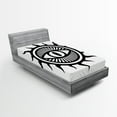 thumbnail image 1 of Ambesonne White Fitted Sheet, Occult Eye in Sun, Twin XL Size, Black and White, 1 of 3