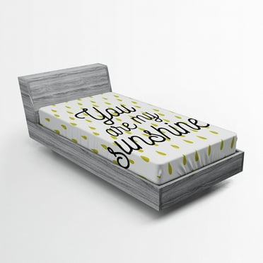 Ambesonne White Fitted Sheet, Romantic Green Droplets, Twin Size, Mustard White