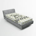 thumbnail image 1 of Ambesonne White Fitted Sheet, Romantic Green Droplets, Twin XL Size, Mustard White, 1 of 2