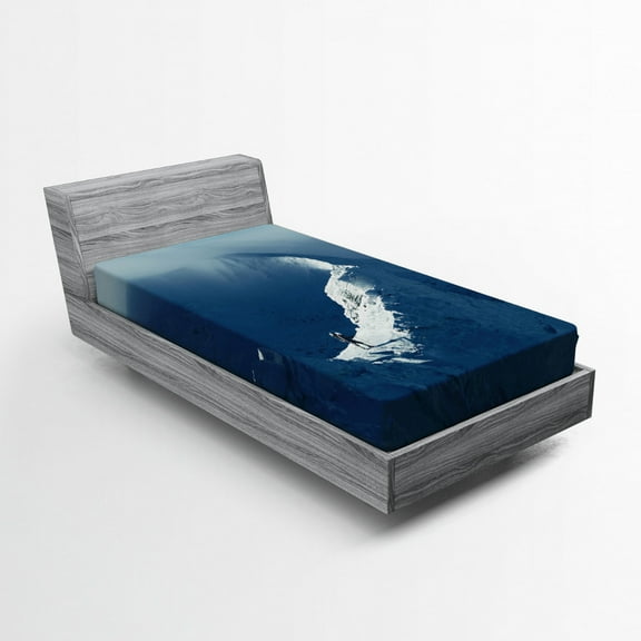 Ambesonne White Fitted Sheet, Sunny Day in Mountains, Twin Size, Slate Blue White