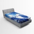 thumbnail image 1 of Ambesonne White Fitted Sheet, Sunrise at Mountain, Twin XL Size, White Blue, 1 of 2