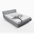 thumbnail image 1 of Ambesonne White Fitted Sheet, Tree Flying Birds, Full Size, Black White, 1 of 3