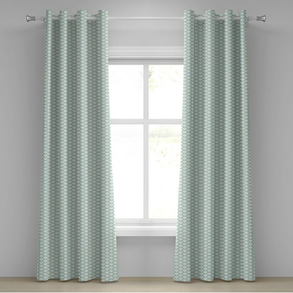 Ambesonne White Grommet Curtain, Simple Maritime, 50" x 108", Turquoise Cream