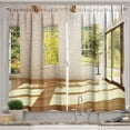 thumbnail image 1 of Ambesonne White Kitchen Curtains, Summer Town House Garden, 55"x39", Pale Caramel White, 1 of 3