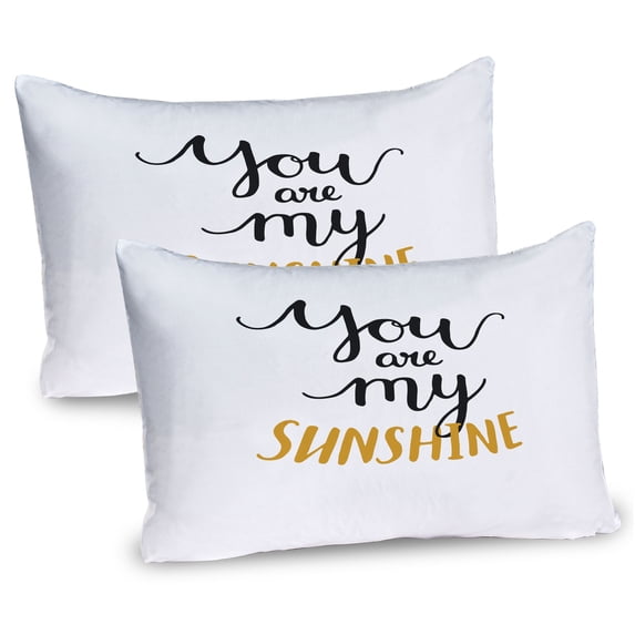 Ambesonne White Pillow Sham 2 Pack, Romantic Words Love, 30"x20", Mustard Black