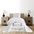 thumbnail image 1 of Ambesonne White Quilted Bedspread Set 2 Pcs, Retro Married Couple Car, Twin Size, Grey Red White, 1 of 6