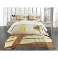 thumbnail image 1 of Ambesonne White Quilted Bedspread Set 3 Pcs, Summer Town House Garden, Queen Size, Pale Caramel White, 1 of 5