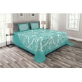 thumbnail image 1 of Ambesonne White Quilted Bedspread Set 3 Pcs, Symmetrical Floral Curves, Queen Size, White, 1 of 3