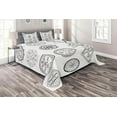 thumbnail image 1 of Ambesonne White Quilted Coverlet 3 Pcs, Collage of Magic, King Size, White and Black, 1 of 3