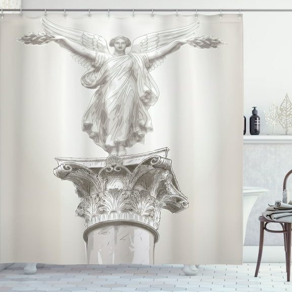 Ambesonne White Shower Curtain, Greek Myth Muse Neo Antique, 69"Wx75"L, White Eggshell