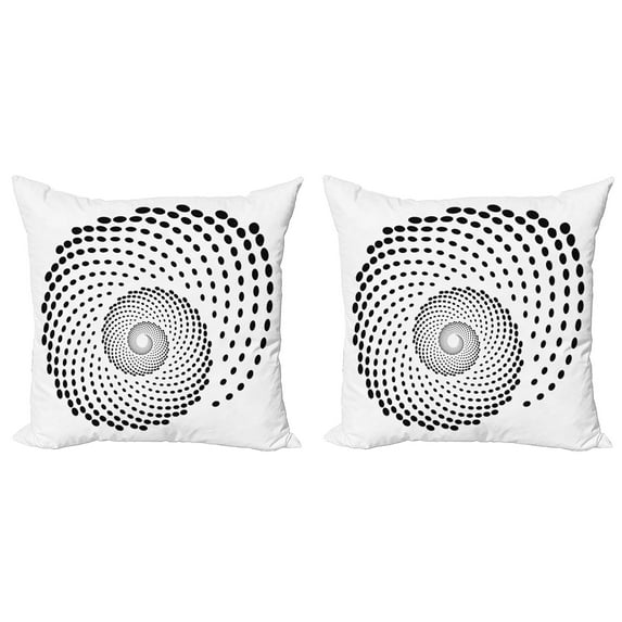 Ambesonne White Throw Pillow Cover 2 Pack, Spiral Monochrome Black, 24", Black White