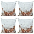 thumbnail image 1 of Ambesonne White Throw Pillow Cover 4 Pack, Aged Vintage Brick Wall, 18", Red, 1 of 7
