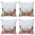thumbnail image 1 of Ambesonne White Throw Pillow Cover 4 Pack, Aged Vintage Brick Wall, 20", Red, 1 of 7
