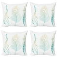 thumbnail image 1 of Ambesonne White Throw Pillow Cover 4 Pack, Feather Peacock Vintage, 16", Mint Green Yellow, 1 of 6