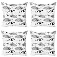 thumbnail image 1 of Ambesonne White Throw Pillow Cover 4 Pack, Ornate Umbrellas, 24", Black White, 1 of 2