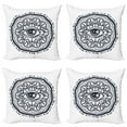 thumbnail image 1 of Ambesonne White Throw Pillow Cover 4 Pack, Retro All Seeing Eye Art, 16", Blue White, 1 of 5