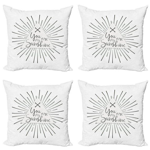 Ambesonne White Throw Pillow Cover 4 Pack, Valentines Love Retro, 20", Charcoal Grey White