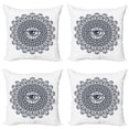 thumbnail image 1 of Ambesonne White Throw Pillow Cover 4 Pack, Vintage Tribal Mandala, 16", Grey, 1 of 7