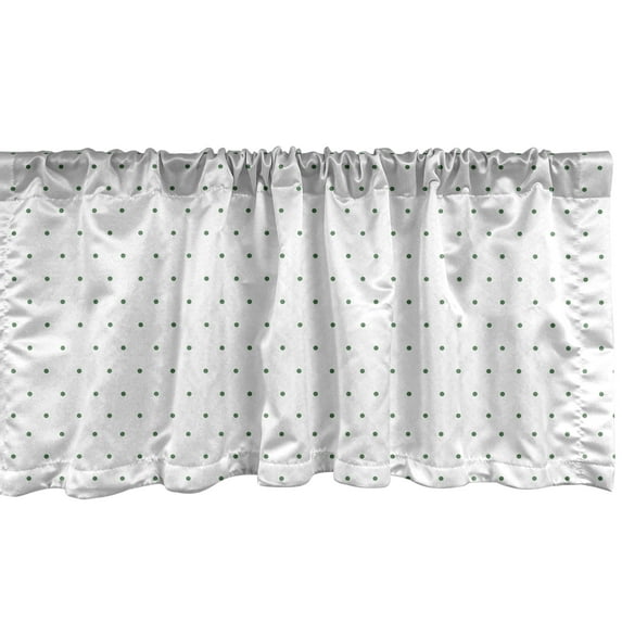 Ambesonne White Window Valance, Vintage Green Polka Dots, 54" X 12", Forest Green and White