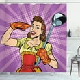 thumbnail image 1 of Ambesonne Wife Shower Curtain, Retro Housewife Cooking Dinner, 69"Wx84"L, Multicolor, 1 of 5