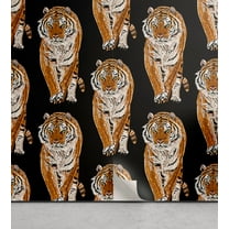 Ambesonne Wild Life Peel & Stick Wallpaper for Home, Exotic Jungle Tiger Boho, 13"x36", Charcoal Grey Amber