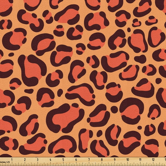 Ambesonne Wild Nature Fabric by the Yard Upholstery, Repeating Leopard Art, 10 Yards, Pale Orange Dark Salmon