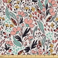 thumbnail image 1 of Ambesonne Wildflower Fabric by the Yard Upholstery, Spring Buds Leaves Herbs, 3 Yards, Blush Salmon, 1 of 1