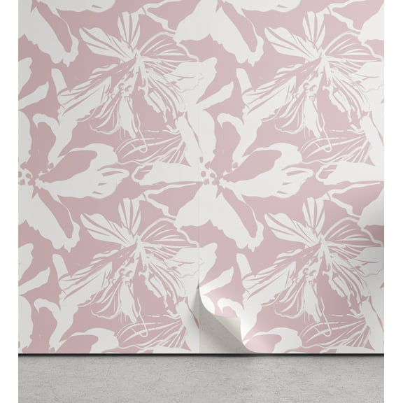 Ambesonne Wildflowers Peel & Stick Wallpaper for Home, Art Contemporary Floral, 13"x72", Pale Rose Off White