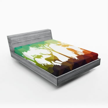 Ambesonne Wildlife Fitted Sheet, Desert Hunter Graphic, Full Size, Multicolor