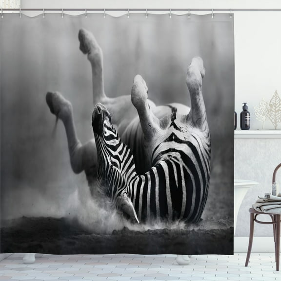 Ambesonne Wildlife Shower Curtain, Savage Zebra Striped, 69"Wx84"L, Black and White