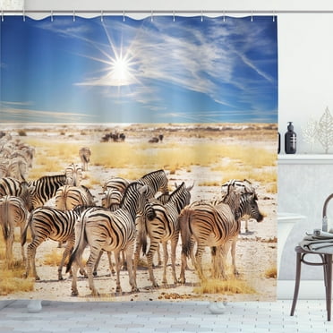 Ambesonne Wildlife Shower Curtain, Savannah National Park, 69"Wx70"L, Multicolor