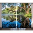 thumbnail image 1 of Ambesonne Willow Tree Curtains 2 Panel Set, Foggy Scene over Water, 108" x 84", Multicolor, 1 of 3